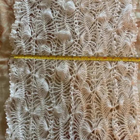 XL White Crocheted Scarf, Shawl, Wrap - Picture 7 of 8